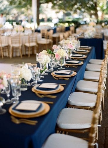 navy and gold set table